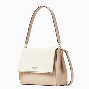 NWT KATE SPADE LEILA COLORBLOCK PEBBLED LEATHER IN WARM BEIGE COLOR BAG